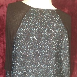 Blue green and black front knot shirt